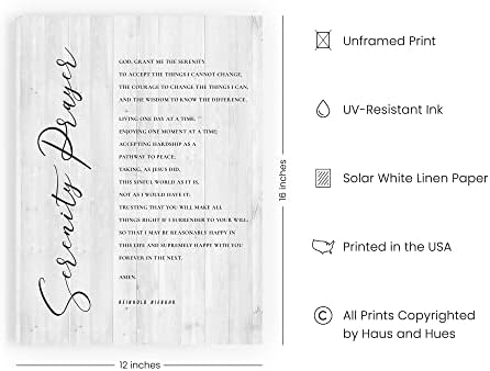 HAUS AND HUES Serenity Prayer Artwork - God Grant Me The Serenity Wall Decor, Bible Verse Art Wall Decor, Religious Gifts for Women, Serenity Prayer Gifts (Unframed 12x16) - Image 2