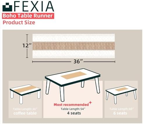FEXIA Boho Table Runner for Fall Home Decor 12x36 Farmhouse Woven Runner - Image 2