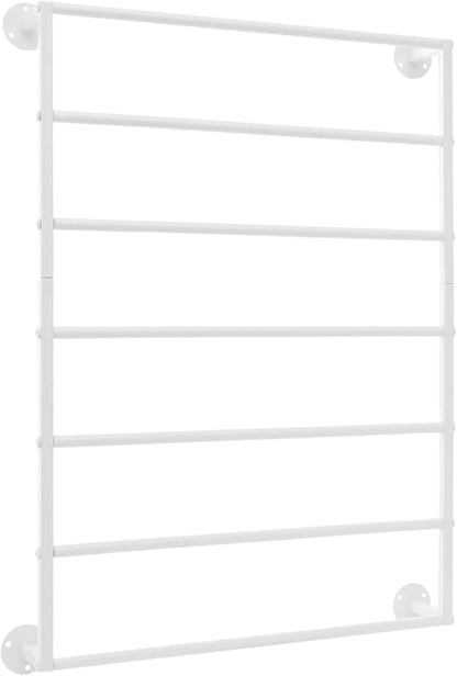 Wall Mounted Display Rack, 7-Tier Wall Mounted Scarf Rack, White Towels Storage Rack, Wrapping Paper Ribbon Organizer, Metal Wall Display Rack for Bedroom, Retail Store, Flower Shop