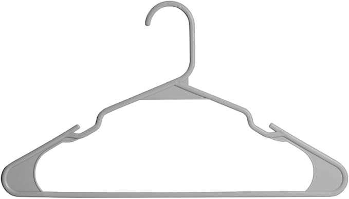 Plastic Hangers - 50 Pack,Durable Space Saving Hangers for Everyday Use and Dorm Room Essentials - Grey