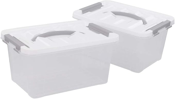 Saedy Clear Plastic Storage Bins/Containers, Multi-purpose Storage Box 6 Quart, Set of 2