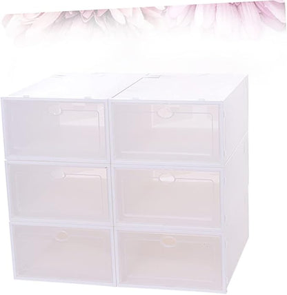 6pcs Stackable Thickened Plastic Shoe Boxes Organizing Storage Case for Shoes Storage Box for Men Women