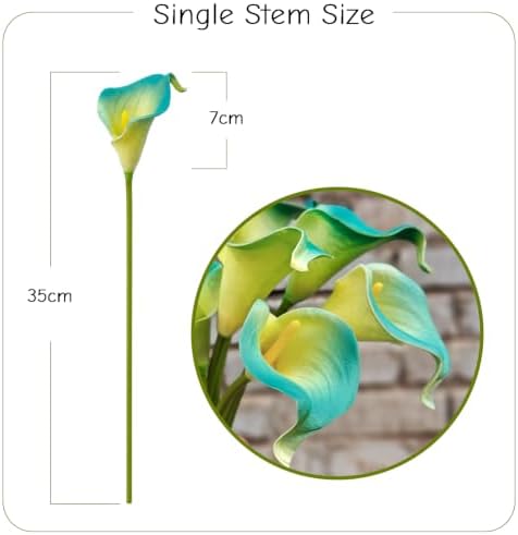 Letjolt Artificial Calla Lily Flowers 12Pcs, Yellow Teal - Image 4