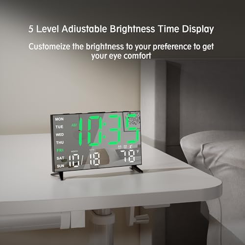 Mirror Digital Loud Alarm Clock with with Date,Indoor Temperature,USB Charging Port,Dimmer,Adjustable Volum,12/24H,Snooze,Dual Alarms (Weekday/Weekend),Perfect for Bedroom and Living Room - Image 2