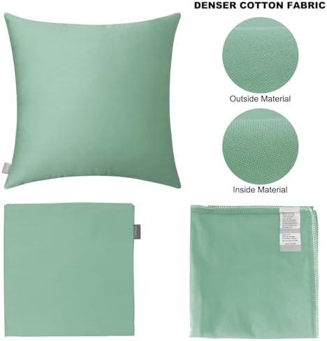 Thmyo 4-Pack 100% Cotton Comfortable Solid Decorative Throw Pillow Case, Square Cushion Cover Pillowcase Sublimation Blank Pillow Covers DIY Throw Pillowcase for Sofa(18x18 inch/ 45x45cm,Mist Green) - Image 5