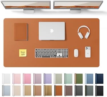 YSAGi Leather Desk Protector, Office Mat, Large Mouse Mat, Non-Slip PU Leather Blotter, Laptop Desk Pad, Waterproof Writing Pad for Office and Home (Brown, 47.2" x 23.6") by YSAGi