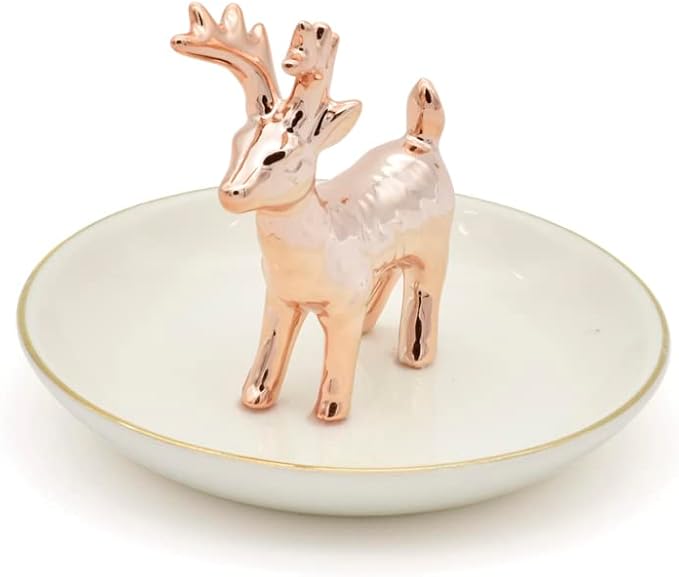 Antler Jewelry Tray Ring Dish Holder, Rose Gold Stand With Tray Display Organizer, Jewelry Hanger Rack for Hanging Necklaces, Rings, Earrings, Bracelet Best Gifts.