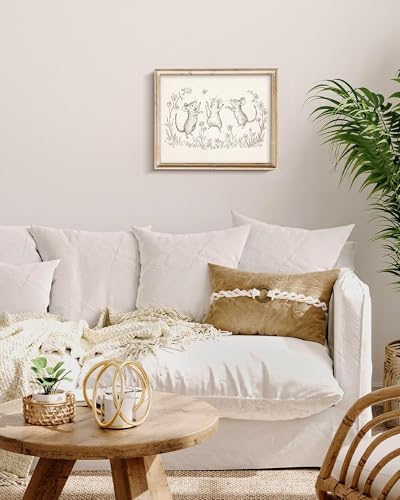 Vodefoad Mouse Sketch Vintage Wall Art Retro Nursery Dancing Mice Art Print Neutral Cottagecore Nursery Decor Farmhouse Rustic Mice Wall Decor for Gallery Nursery Bedroom Bathroom Office - 8x10Inch Unframe - Image 5