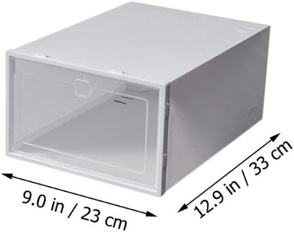 Uonlytech 6pcs Stackable Plastic Shoe Boxes White Shoe Storage Organizer for Home Transparent Containers for Sneakers Sandals Slippers Material
