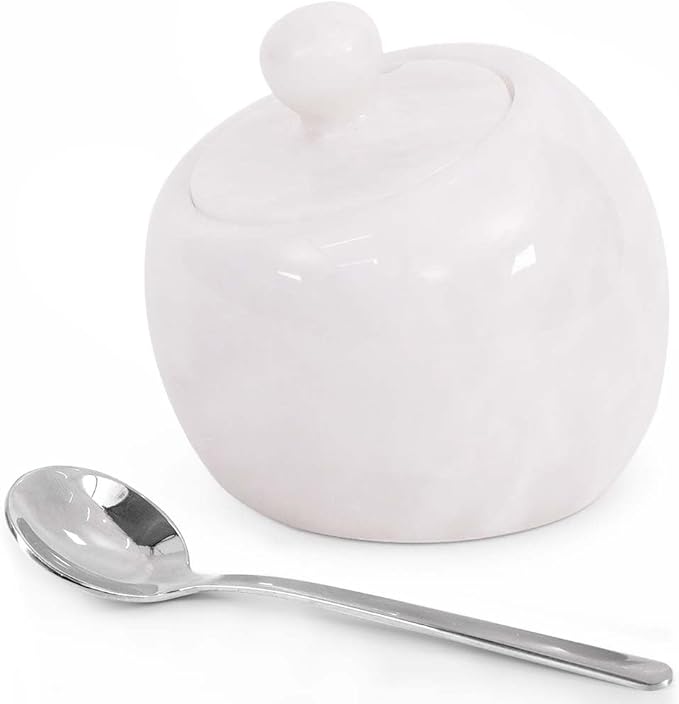 Radicaln Marble Salt Cellar with Lid 3" Inch White Salt Jar & Table Salt Storage For Kitchen Countertop, Ideal Salt Container, Salt Dish & Sugar Bowl For Table