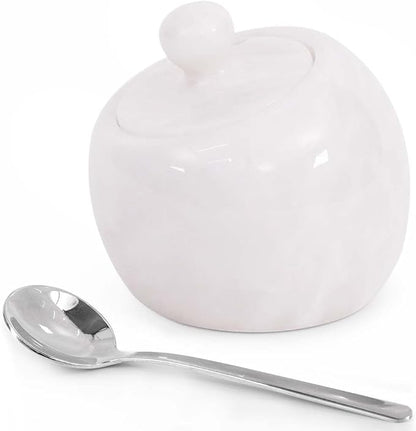Radicaln Marble Salt Cellar with Lid 3" Inch White Salt Jar & Table Salt Storage For Kitchen Countertop, Ideal Salt Container, Salt Dish & Sugar Bowl For Table