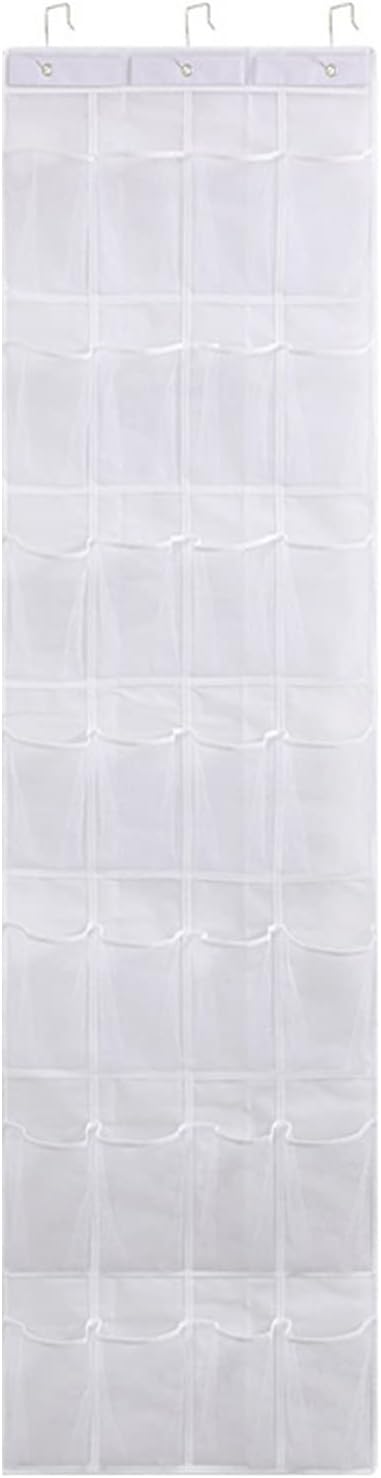 Storage Bag 24/28 Grid Shoes Organizer Over the Door Hanging Shoe Rack Wall-mounted Storage Holder for Bedroom Closets Door Hanger, 48x163cm, Grey