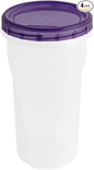 [48 Oz - Purple - 4 Pk] Large Deli Food Storage Screw And Seal Containers 48 Oz Stackable Reusable Mirowave Dishwasher Safe Quality Plastic Twist Cap Canisters 4 Pack