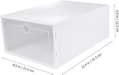 UKCOCO 6pcs Thickened Transparent Shoe Organizer Boxes for Entryway Stackable Sneaker Display Cases with PP Material Drawer Style Storage for High Heels Boots Slippers and Accessories