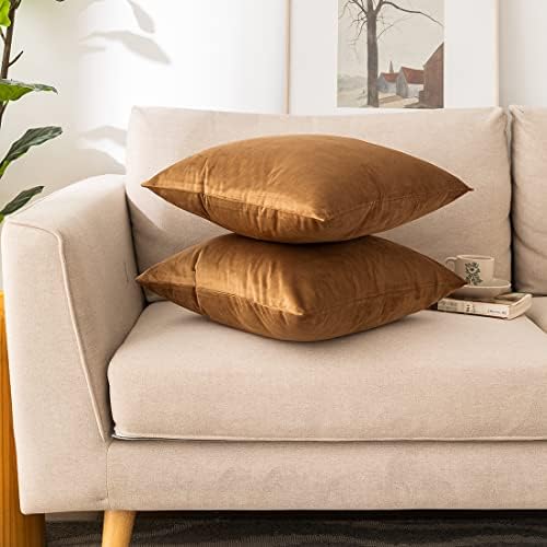 NiNi ALL Brown Velvet Throw Pillow Covers 26x26 Pack of 2 Decorative Couch - Image 6