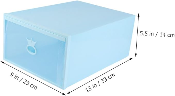 Transparent Thickened Plastic Shoe Box with Drawer-style Design Stackable Transparent Window Organizer for Men and Women Blue Frame Storage Container for Sneakers and Boots
