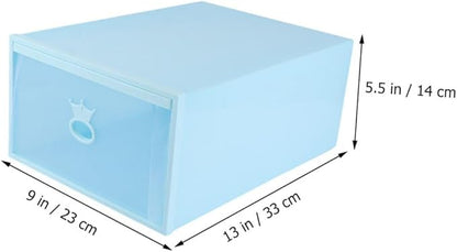 Transparent Thickened Plastic Shoe Box with Drawer-style Design Stackable Transparent Window Organizer for Men and Women Blue Frame Storage Container for Sneakers and Boots