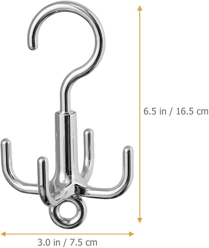 Unomor 4-Claw Rotating Hook Swivel Coat Hat Hook 360 Degree Multi-Purpose Belt Hanger for Clothes Bags Scarves Home Storage Organization