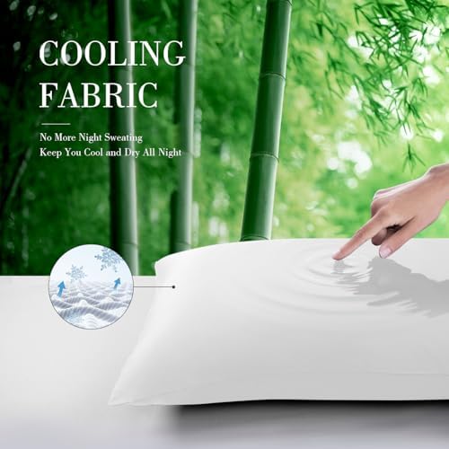 WishSmile Standard Pillow Cases Cooling Pillowcases Set of 2 Breathable Cool Silky Soft Rayon Derived from Bamboo Fabric,Hair and Skin Friendly,White,20x26IN - Image 4