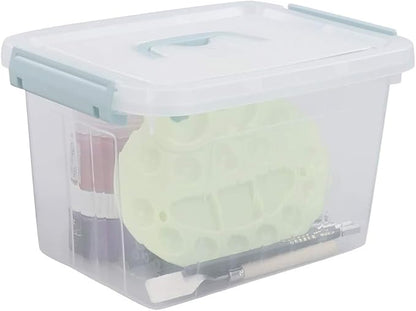 Pekky Plastic Storage Bin with Handle, Clear Latching Tote, 6 Quart, 6 Packs
