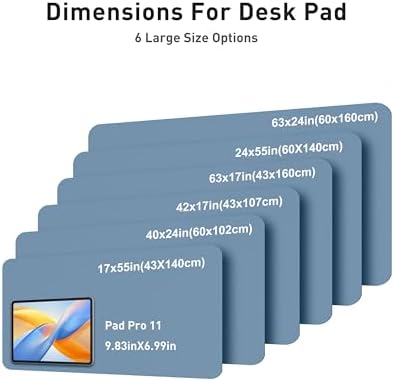 Aothia Faux Leather Desk Mat - Large Mouse Pad, Non-Slip PU Leather Blotter, Waterproof Writing Surface for Office and Home (Denim Blue, 42" x 17") - Image 5