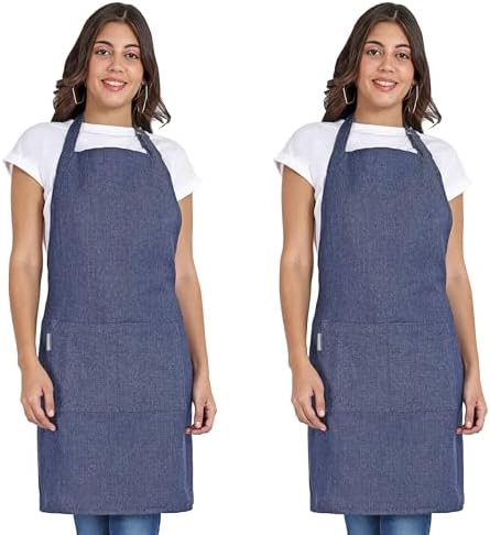 Chef Apron, Recycled Cotton Kitchen Apron with an Adjustable Neck with Long Ties, for cooking, baking by Ecotribe