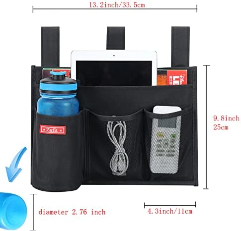 Zafit Hanging Bedside Caddy, Bedside Storage Organizer for Magazine, Phone, Remote control (4 Pockets-Black) - Image 3