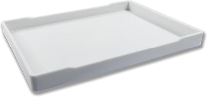Small Bathroom Vanity Tray, (8.5 inch x 6.3 inch) Soap and Sponge Holder, Rectangular Serving Tray for Candle, Lotion Bottles, Scrubber(White)