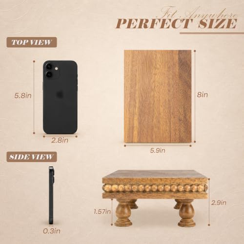 EOSAHR Acacia Wood Riser: Pedestal Stand for Bathroom Decor, Brown - Image 3