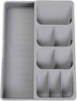 Expandable Kitchen Drawer Organizer Tray, 15.9×10.3×2.2in,Adjustable Silverware Storage for Spoons,Forks,Knives, Compact Cutlery Holder Saves Space(Grey)