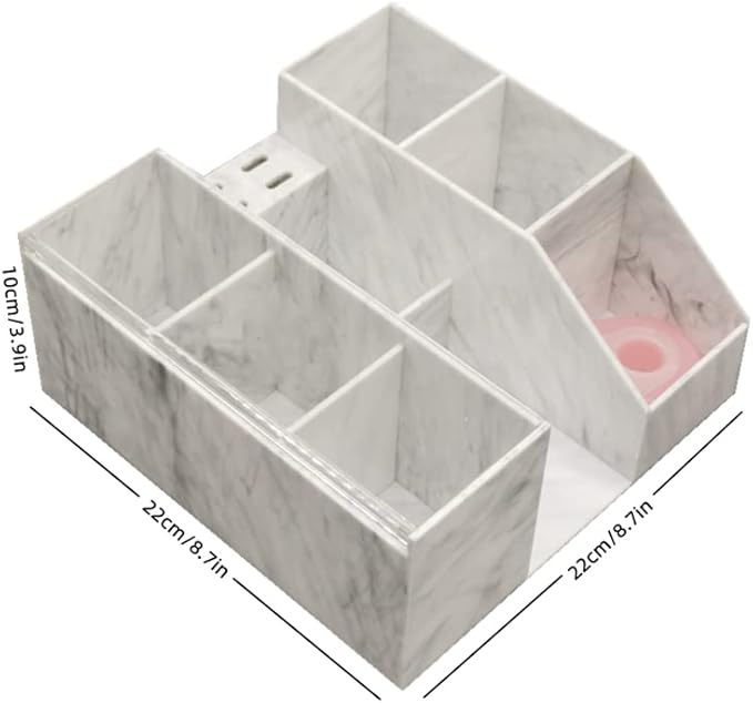 Acrylic Large Capacity Makeup Organizer, Grafting Beauty Extension Supplies Lash Storage Display, Eyelash Storage Case Brush Tweezers Cosmetic Holder (White Marble)