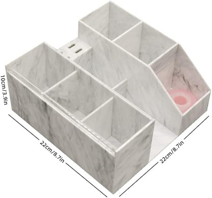 Acrylic Large Capacity Makeup Organizer, Grafting Beauty Extension Supplies Lash Storage Display, Eyelash Storage Case Brush Tweezers Cosmetic Holder (White Marble)
