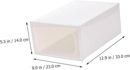 Abaodam Large Capacity Shoe Storage Boxes with Flip-top Lids, Thick Plastic Organizer for Home Closet, 6pcs Pearl White Stackable Shoe Organizers for Sneakers and Boots