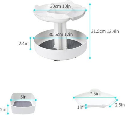 2-Tier Lazy Susan Turntable Snack Organizer, Flower Shape Spin Storage Container for Home Office Breakroom