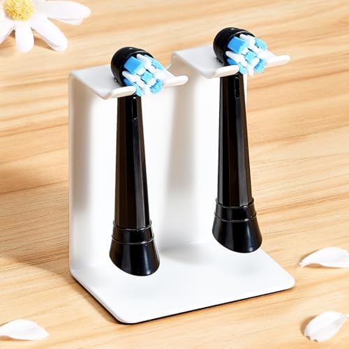 Electric Toothbrush Head Holder, Tooth Brushing Holder, Wall Mounted Toothbrush Holders Shower Bathroom, Self Adhesive or Desktop Tooth Brush Holder Organiser (White, Small) by WAYASI