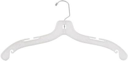 NAHANCO 19" Heavy Weight Plastic Shirt Hangers, White (Pack of 100)