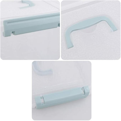 Pekky Plastic Storage Bin with Handle, Clear Latching Tote, 6 Quart, 6 Packs