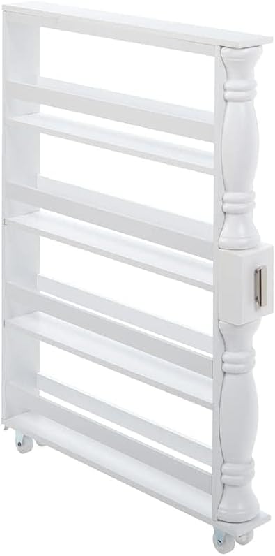 Slim Rolling Can and Spice Racks - White
