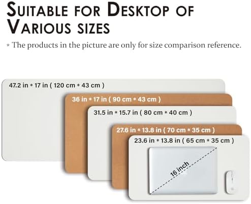 Large Cork Desk Mat - 47.2"x 17" Desk Pad for Office and Home - Ideal for Large Mouse Pad and Desk Mats on Top of Desks(White) - Image 5