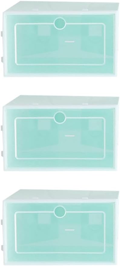 MAGICLULU 6pcs Stackable Thickened Plastic Shoe Storage Boxes Large Size Green Sturdy Shoe Containers for Closet Organization and Home Storage