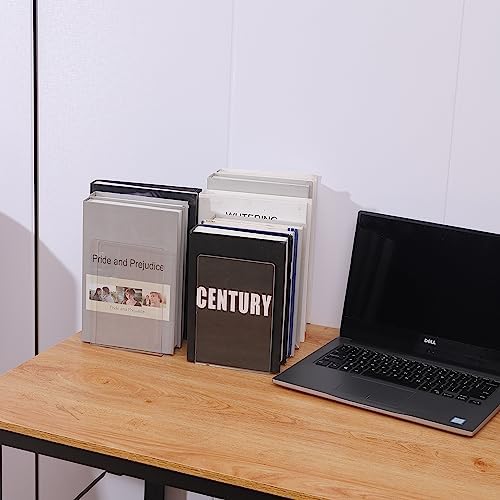 4pcs Clear Book Ends for Heavy Books,Acrylic Book Shelf Organizer for Desk,Plastic Heavy Duty Book Holders Stand and Invisible Bookshelf Dividers Decorative,Suitable for Office Home Weighted Bookends - Image 4