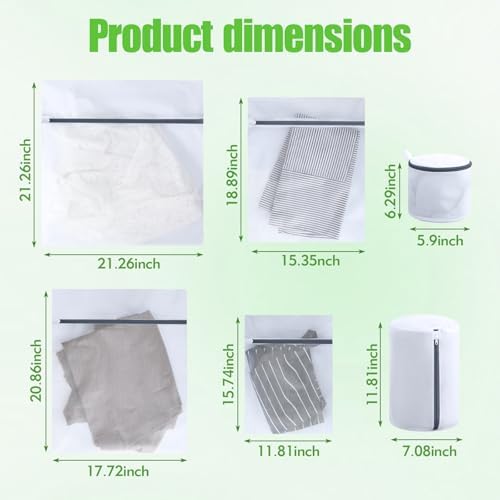 Mesh Laundry Bags for Delicates - 6 Pack Wash Bags for Bras, Lingerie, Socks & Baby Clothes - Fine Mesh Washing Machine Bags with Zipper, Reusable Garment Bags for Travel & College Dorm Essentials - Image 5