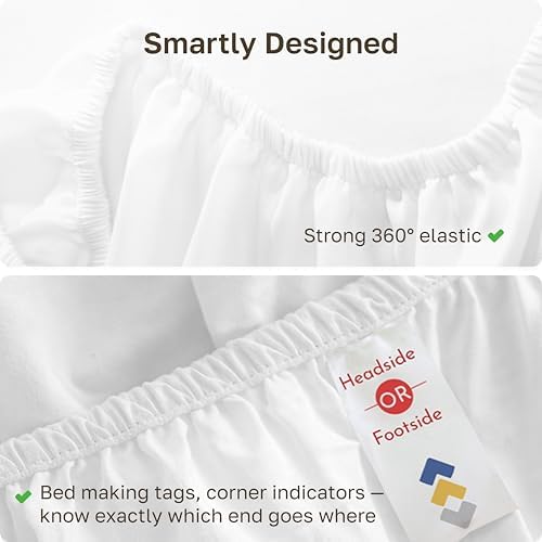 California Design Den Soft 100% Cotton Sateen King Size Fitted Sheet, White - Image 5