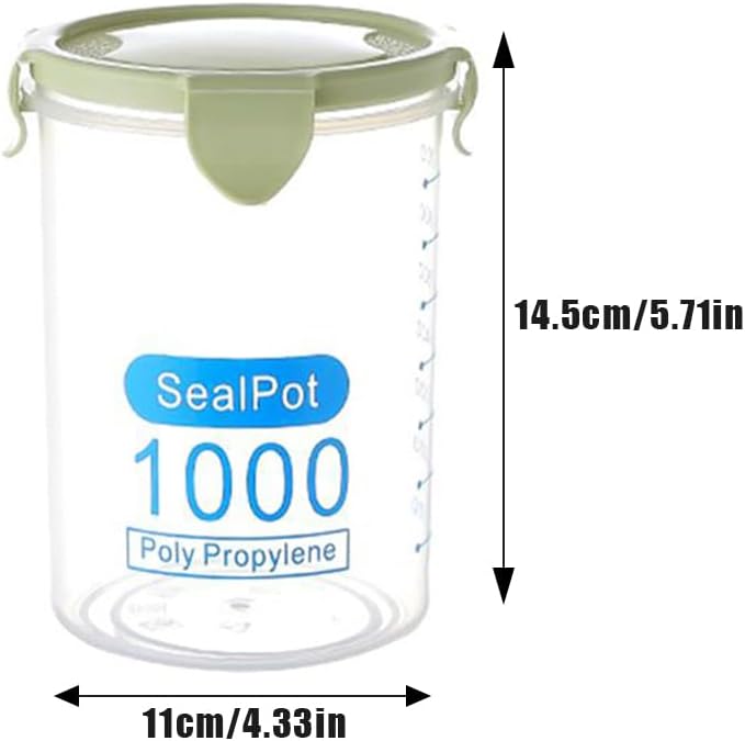Joyzan Airtight Food Storage Container, Plastic Leak proof Canisters with Lids Kitchen Pantry Organization Cereal Dispenser Flour Sugar Dry Food Spaghetti Pasta Beans Nut Baking Supplies Marker 1000ml