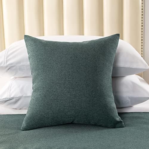 AMBERIS 2 Pillowcases (45×45cm)(Without Insert) Blue-Green, Imitation Linen Decorative 2 Pillowcases (Without Insert) for Home Hotel by AMBERIS
