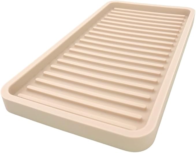 Silicone Kitchen Sink Organizer Tray, Sponge Holder and Countertop Protector | Bathroom and Kitchen Soap Dish and Dispenser Tray (Sand Dollar, 10"x5.25")