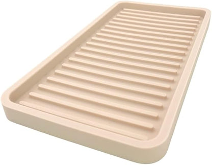 Silicone Kitchen Sink Organizer Tray, Sponge Holder and Countertop Protector | Bathroom and Kitchen Soap Dish and Dispenser Tray (Sand Dollar, 10"x5.25")