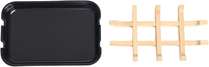 2 Pack Bamboo Fiber Soap Holder and Soap Dish Combination for Bathroom Bar Soap Holder Sink Deck Bathtub Shower Tray (Black)