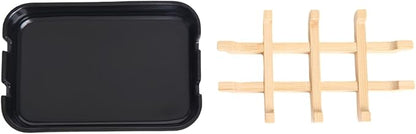 2 Pack Bamboo Fiber Soap Holder and Soap Dish Combination for Bathroom Bar Soap Holder Sink Deck Bathtub Shower Tray (Black)