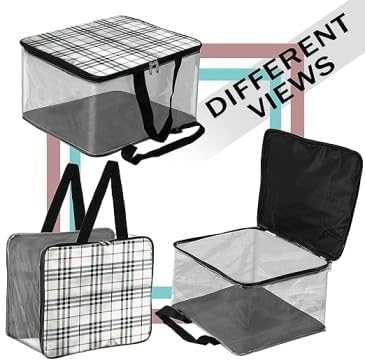 40X22X33 Cm Pack of 2 PVC Transparent Storage Bags for Clothes Blanket Bag Organizer With Side Handles Zippered Crystal Clear Travel Bag Closet Organizer Storage Bag for Home